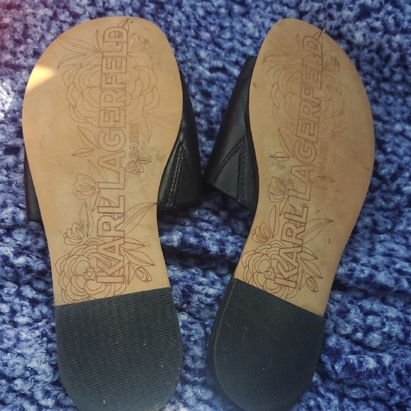 Karl Lagerfeld Elegant Black Slides Upper Leather Size 8.5 - Picture 7 of 16